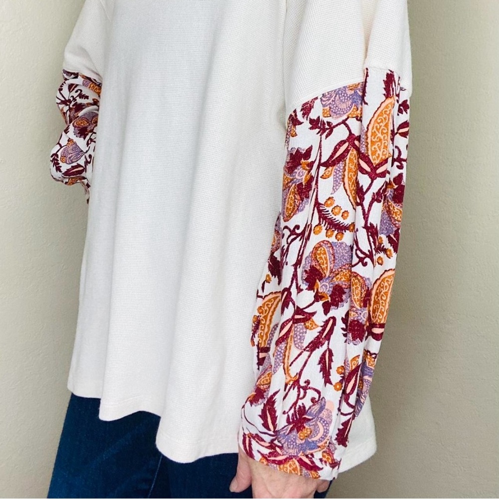 Anthropologie Annette Floral Sleeve Relaxed Oversized Top M